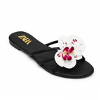 Stylish Flower Slippers Black