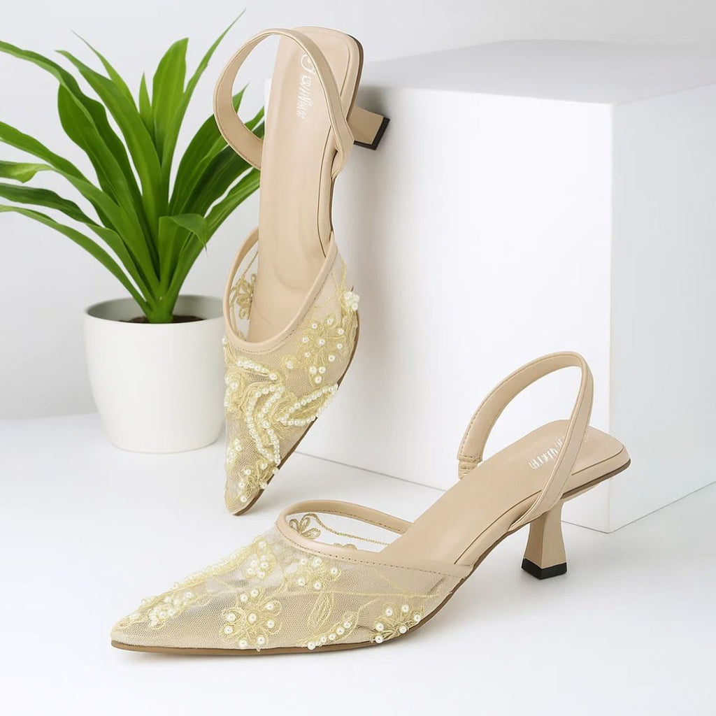 luna beads Slingback Heel - FAWN