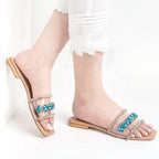 Elegant Rhinestone Multi-Strap Flat Sandals for Women
