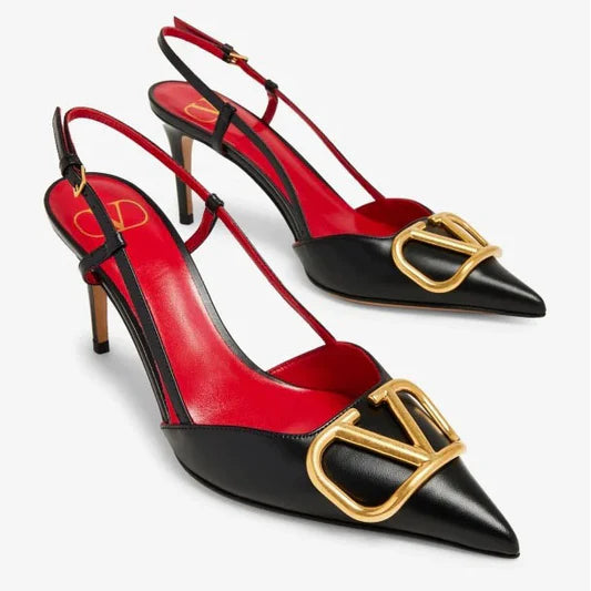 FORMAL METALLIC SLINGBACK HEELS - NUDE METALLIC