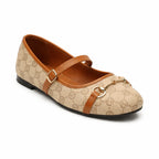 LUNAR MONOGRAM BUCKLE FLAT PUMPS - BEIGE