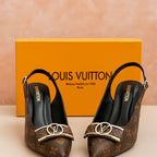 Luxury Brown Monogram Slingback Heels for Women