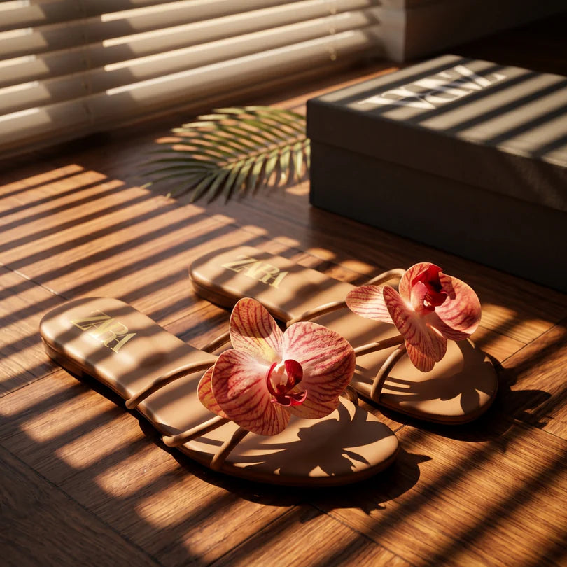 Stylish Flower Slippers Red