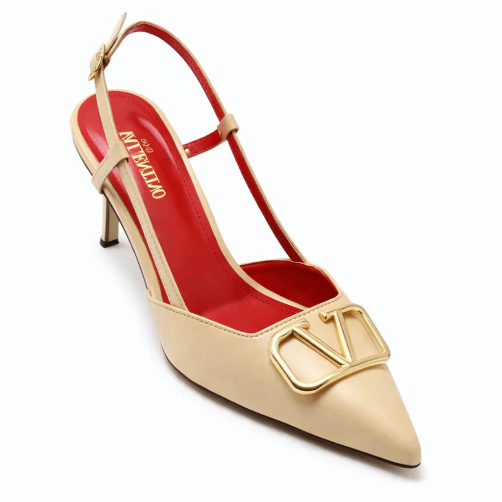 FORMAL METALLIC SLINGBACK HEELS - NUDE METALLIC