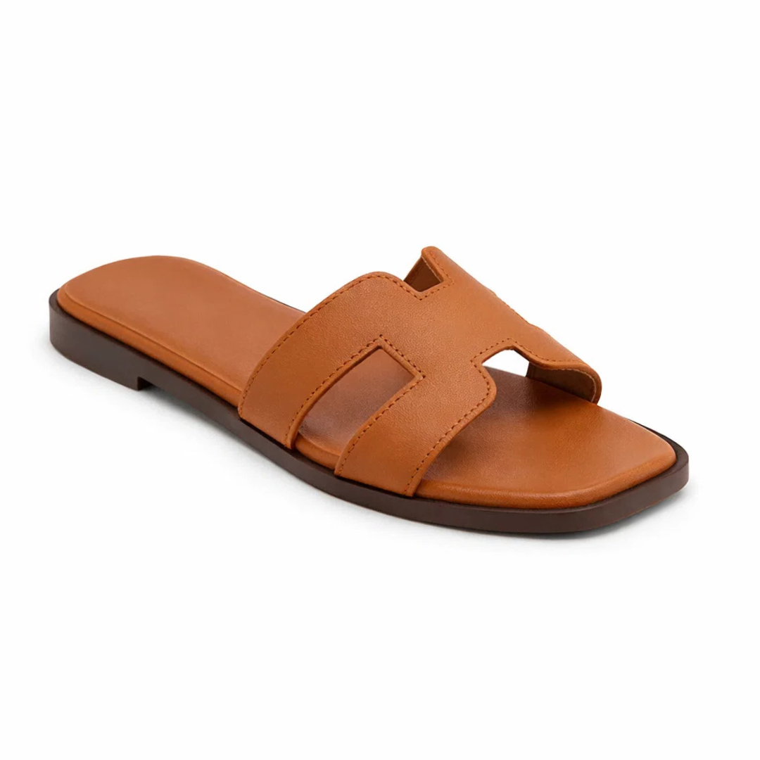 H Flat Women’s Brown Sandals – Stylish Slip-On Design