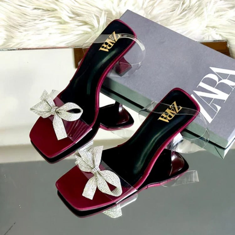 TRANSPERENT BOWSTRAP KITTI HEEL