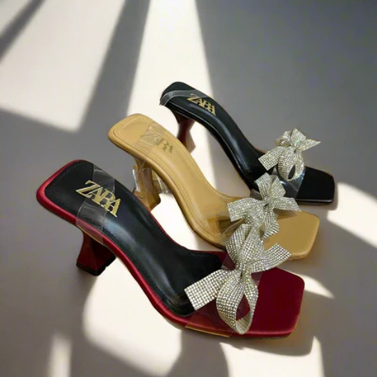 TRANSPERENT BOWSTRAP KITTI HEEL