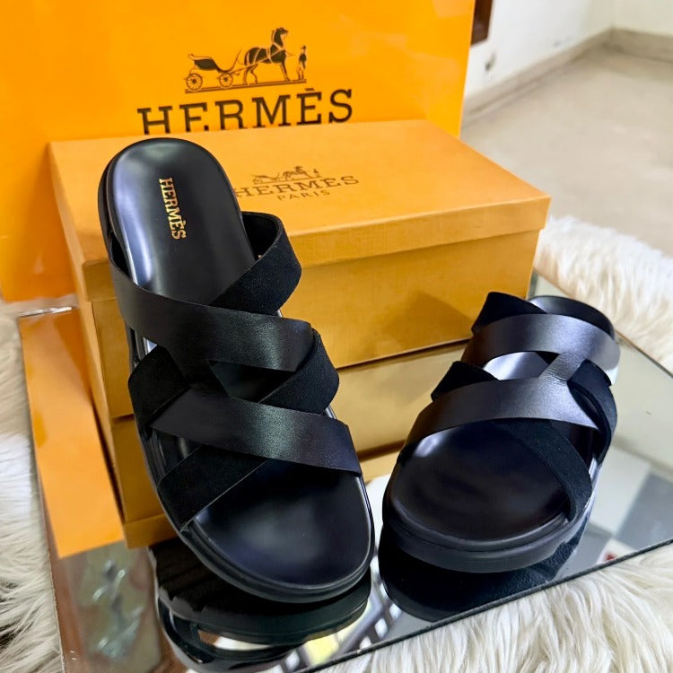 Hermes Men's Aura Slippers (Black)