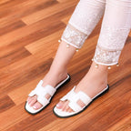 H Flat Women’s Brown Sandals – Stylish Slip-On Design