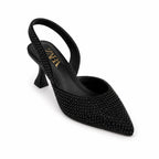 Black Rhinestone Heel Pumps
