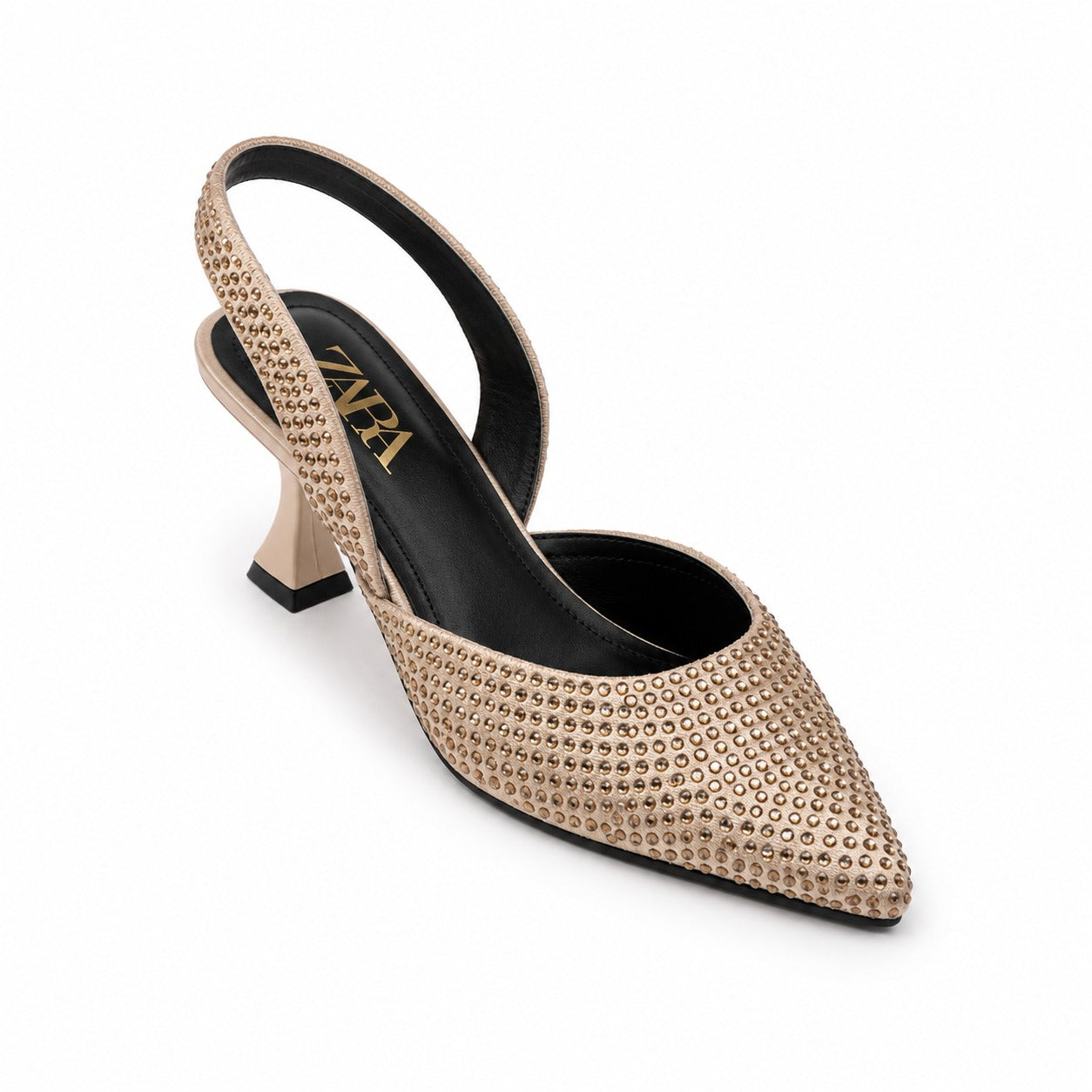 Black Rhinestone Heel Pumps - Fown