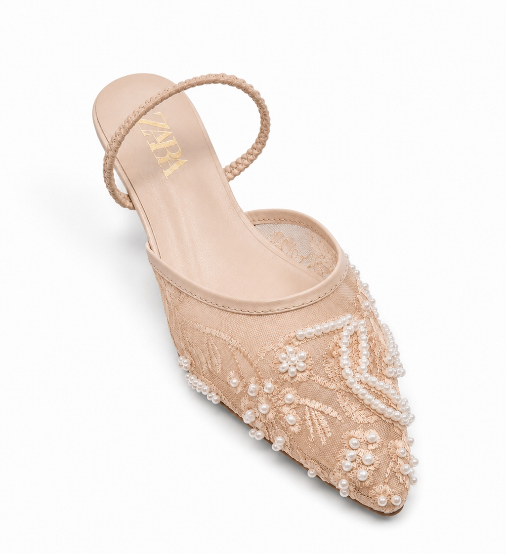 Pearl Embroidered Mule Flats - Fown