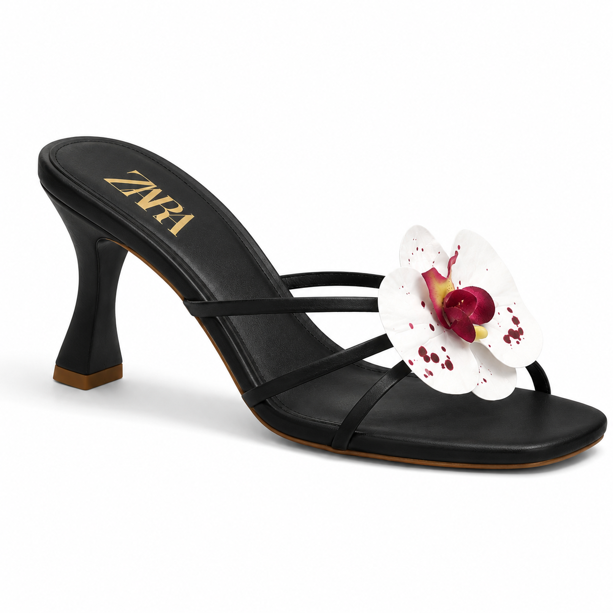 Floral Muse Strap Heels | Black