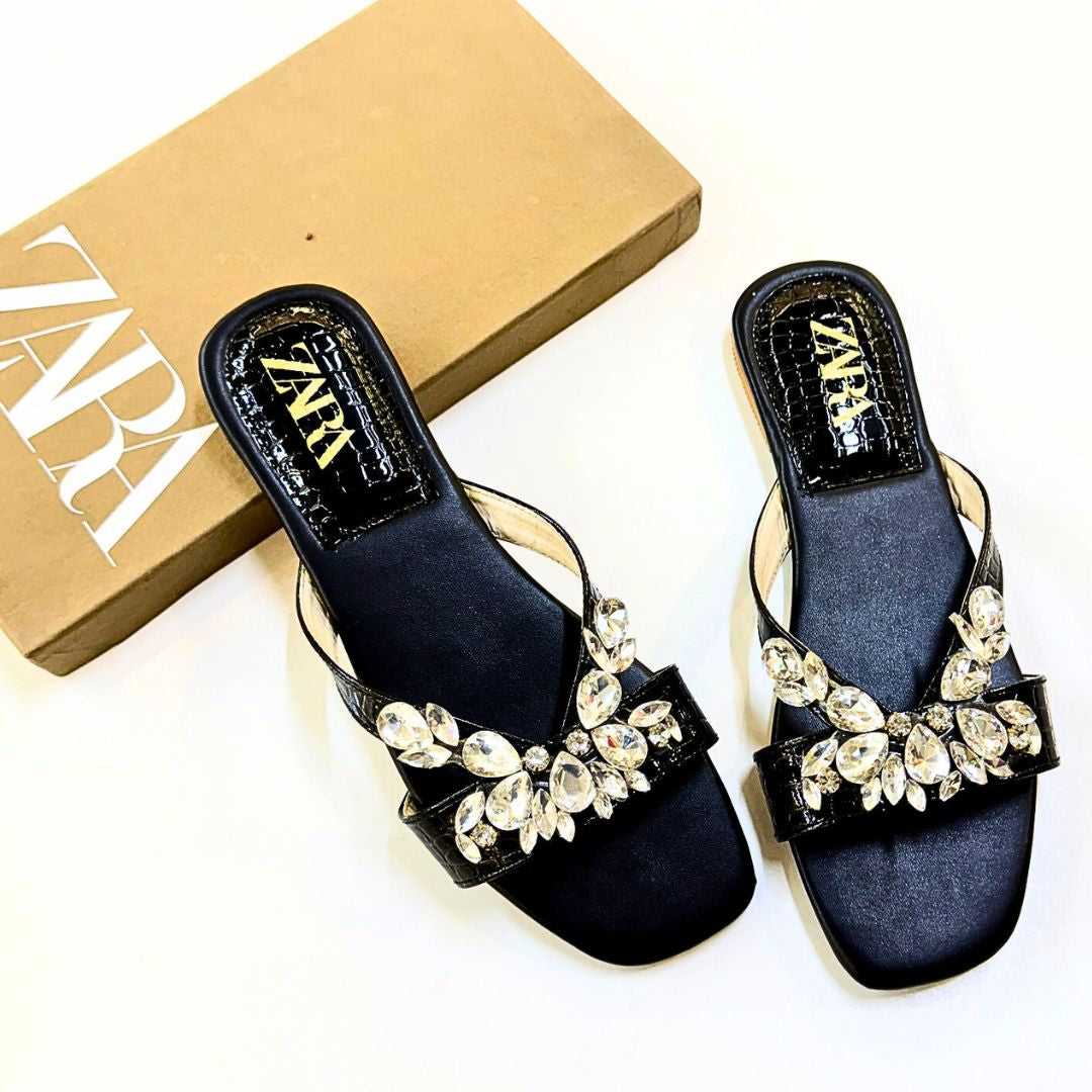 Zara Crystal Flats