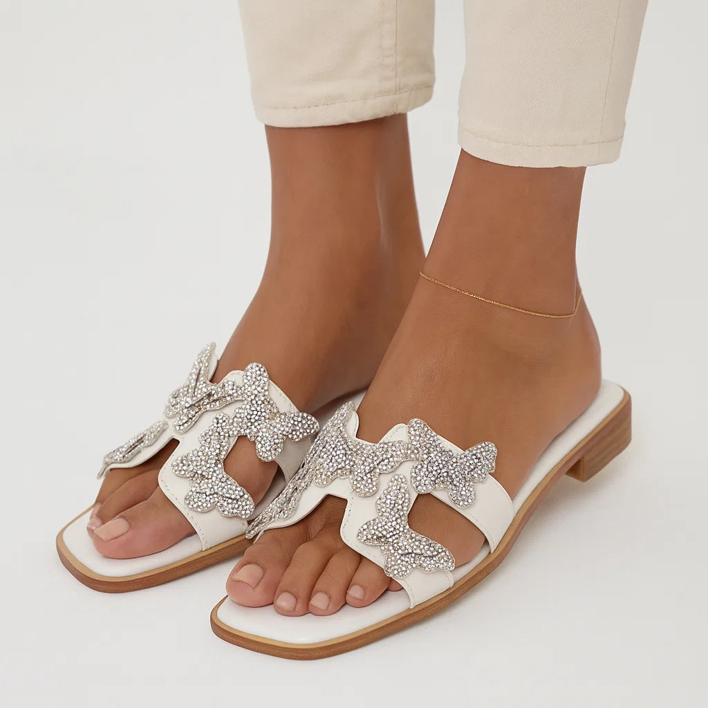 Crystal Butterfly Slides (Full Black)