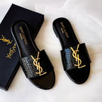 YSL CROCODILE FLAT ( BLACK)