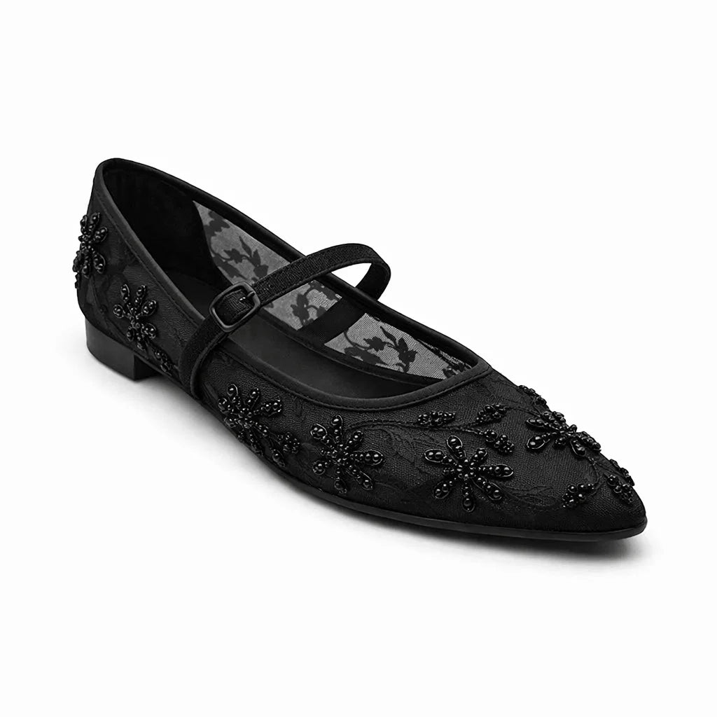 Elara Handcrafted Embellished Pumps black